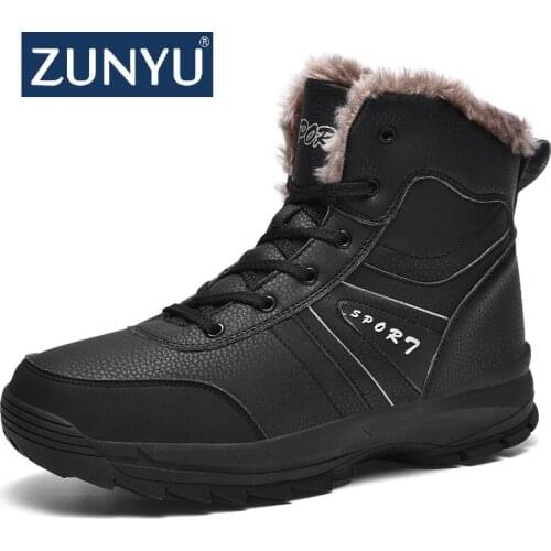 ZUNYU New Brand Winter Fur Supper Warm Snow Boots For Men Adult Male Shoes Non Slip Rubber Casual Work Safety Casual Ankle Boots