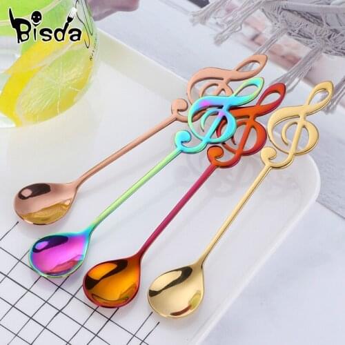 2Pcs Stainless Steel Tea Coffee Spoon Music theme Dessert Scoop for Ice Cream Fruit Juice Spoon Cake Party Creative Dinnerware