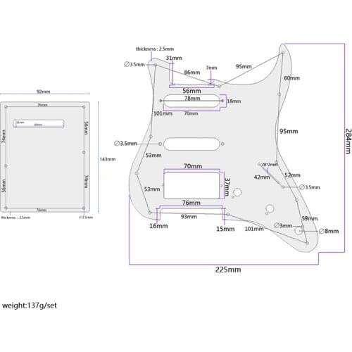 3 Ply SSH Guitar Pickguard Tremolo Cover for Yamaha Electric Guitar