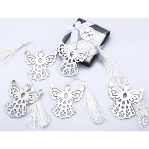 5Pcs Guardian Angel Bookmark Tassels Stationary Xmas Stocking Filler Christening Wedding Decoration Party Favors Gift Present