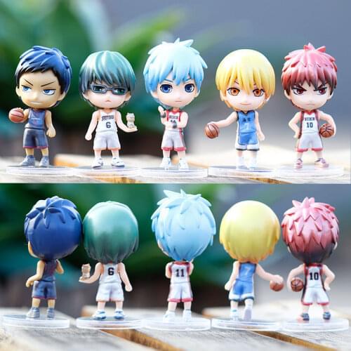 5pcs/set Figure Toys Anime Kurokos Basketball Aomine Taiga Kagami Kuroko Midorima Ryouta Kise Q Version Cute Car Decoration Toy