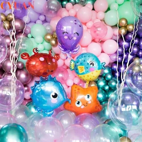 5pcs Fish Sea Animal Balloons Starfish Sea Horse Air Balloon Ocean World Sea Theme Birthday Party Decoration Babyshower Supplies