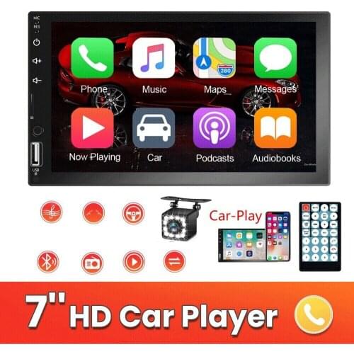 2Din Car Radio CarPlayer Autoradio Stereo 7 Inch Android Auto Multimedia MP5 Player Touch Screen Voice Control + Rewview Camera