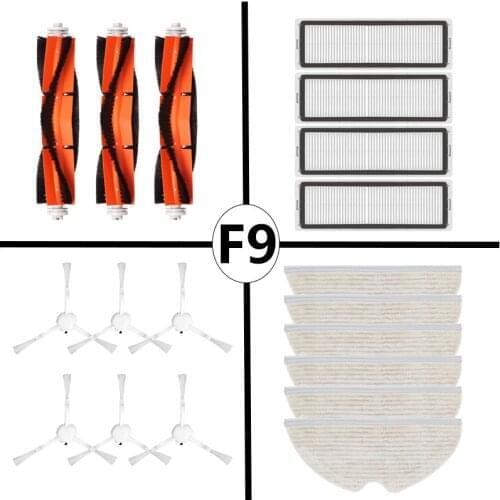Vacuum Cleaner Robot Parts for Dreame F9 ,Center Big Brush Side Brush Hepa Filter Mop Cloth for Dream F 9 DreameF9
