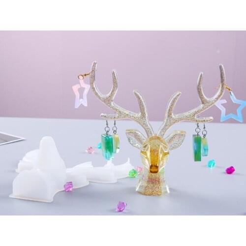 DIY Crystal Epoxy Resin Mold Deer Antler Decoration Silicone Mold Christmas Deer Jewelry Frame Mirror Epoxy Mold For Resin