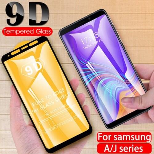 For Galaxy J7 J4 J6 Plus J8 9D Full Cover Tempered Glass For Samsung A6 A7 A8 A9 Plus Phone Film Galaxy J4Plus A8Plus J6Plus