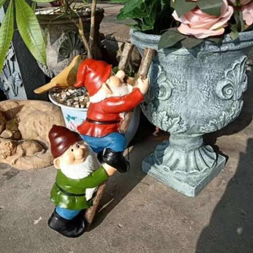 American Simulation Cartoon Sculpture Character Resin Climbing Stairs Dwarf Figurines Ornaments Garden Courtyard Crafts Decor