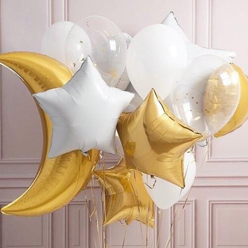 Helium Foil Moon Star Balloons wedding birthday party globos Adult Gold white DIY baby shower kids toys new year decorations
