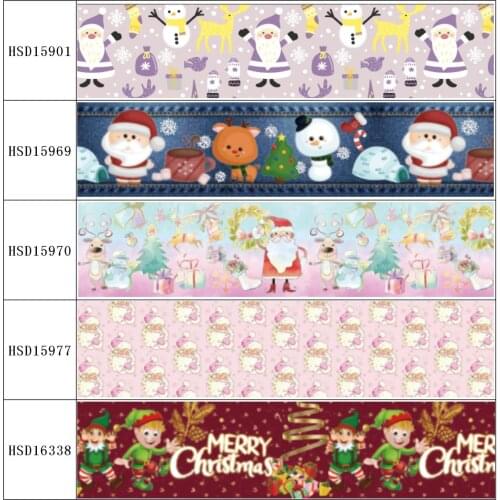 HSDCraft Free shipping 25MM 38MM 75MM Heat Transfer Printed Grosgrain ribbon for diy hair bow