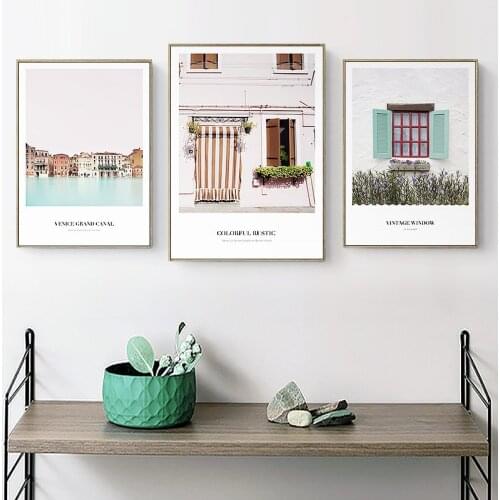 Farmhouse Style Window Cactus Flowers House Fresh Lively Bedroom Artistic Beauty Art Picture Canvas Posters for Home Decoration