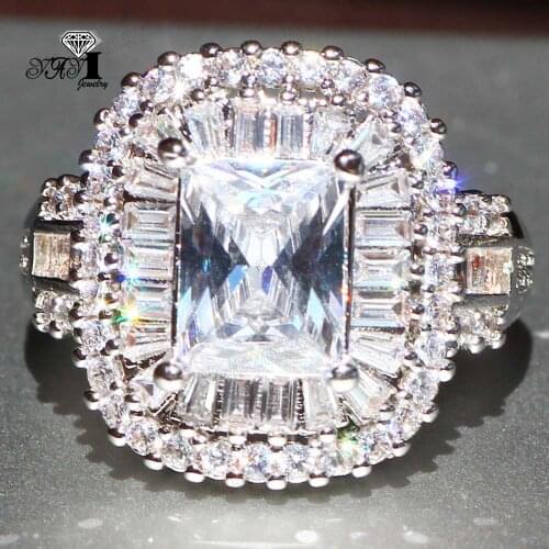 YaYI Fine Jewelry Fashion Princess Claw Set Cut White Cubic Zirconia Silver Color Engagement Wedding Party Leaves Gift Rings