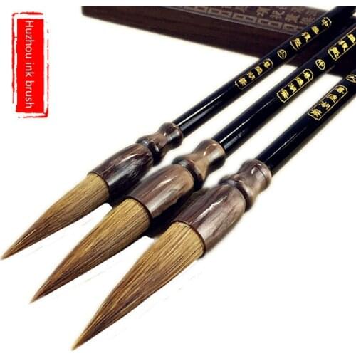 3pcs Chinese Calligraphy Brush High Grade Mink Hair Brush Set Caligrafia Tinta China Official Script Painting Writing Brush