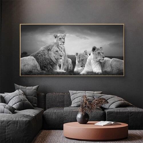 African Lion Leopard Animals Canvas Painting Wall Art Poster and Print Animals Lions Art Picture for Living Room Home Decoration
