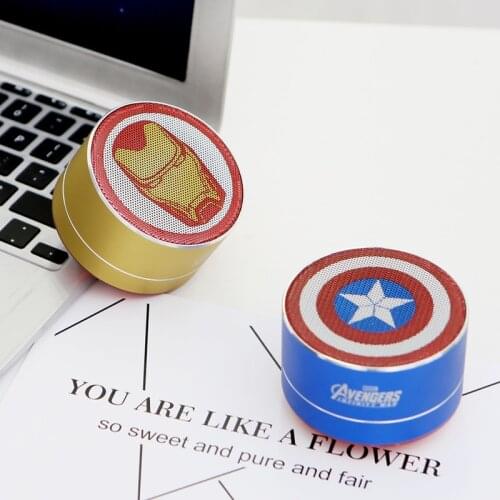 Marvel Genuine Wireless Bluetooth Speaker Iron Man Captain America Bass Mobile Computer Mini Steel Gun