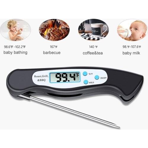 Food Thermometer Foldable Kitchen Digital BBQ Meat Fry Grill Dinning Household Cooking Thermometer Gauge Oven Thermometer Tool