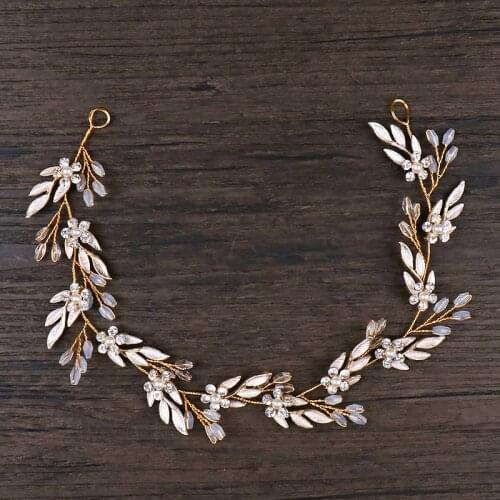 Vintage Gold Headbands Hair Ornaments Leaves Rhinestone Flower Hairbands For Women Girl Headpiece Wedding Hair Accessories Gifts