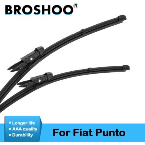 BROSHOO Car Windshield Wiper Blade Natural Rubber For Fiat Punto 3 Doors 5 Doors Fit Hook/Pinch Tab Arm 1999 To 2016 Accessories