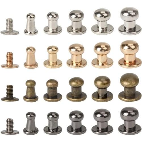 20 Sets Metal Alloy Knob Screw Rivets Studs DIY Crafts Leather Belt Watch Band Round Monk Head Rivets Spikes Decor Nail Buckles