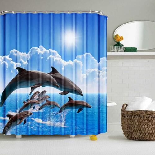 Blue Flowers Waterproof Shower Curtain Thick Heavy Duty Bathroom Cloth Modern Home Bath Decorations Curtains With 12 Hooks