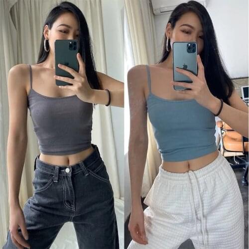 Sexy Camisole Urban Backless Casual Vests Basic Tank Top Streetwear Blue Grey Brown Tanks And Camis Tops For Women Summer New