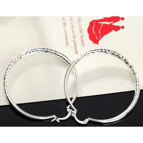 925 Sterling Silver Fashion Jewelry 51MM Big Circle Hoop Earrings For Women Charm Wedding Christmas Gifts