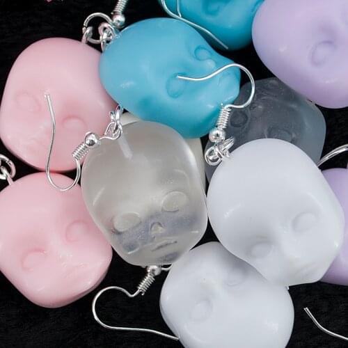 1Pair Angel Palm Halloween Creepy Earrings For Women Punk Style Resin Head Party Jewelry