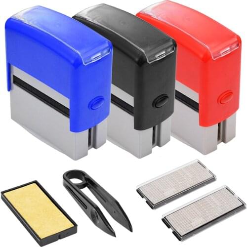 1Set Plastic Self Inking Stamp Custom Personalised Business Name Address Number DIY Self Inking Rubber Stamp Kit Blue/Red/Black
