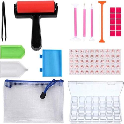 1 Set 5D Diamond Painting Tools with 28 Grids Box Cross Stitch Tool Set