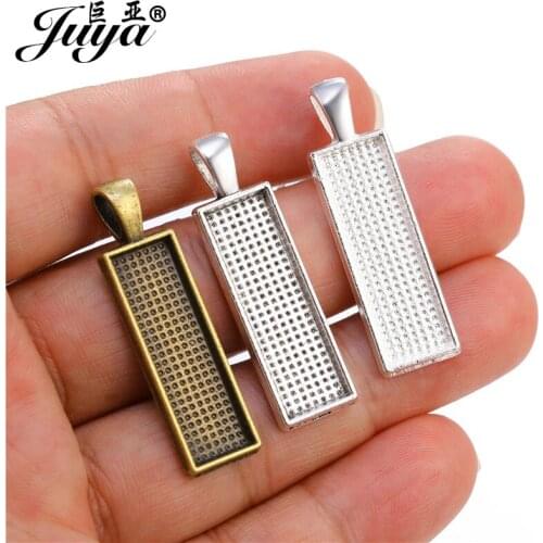 100PCS Pendant Base Settings 8x26mm Rectangle Alloy Blank Tray Charms For Jewelry Making DIY Necklace Keychain Findings Crafts
