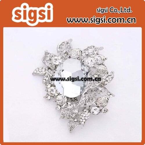 100pcs 45mm Rhinestone Silver Brooch Crystal Silver Bling Broaches for Wedding