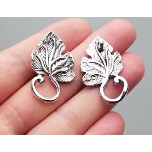 12pcs/lot--32x21mm, leaf cham,Antique silver plated Grape leaf charms ,DIY supplies, Jewelry accessories