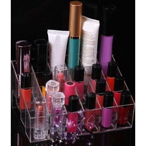 24 Grid Acrylic Make Up Storage Holder Makeup Organizer Storage Box Cosmetic Box Lipstick Jewelry Box Case Holder Display Stand