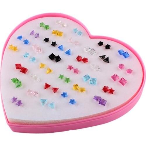 36 Pairs Cute Sweet Geometry Star Stud Earring Mixed Color Wholesale Jewelry