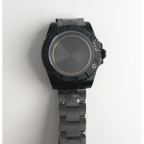 40mm parnis Black PVD Watch Case sapphire glass hardened brushed fit fit 2824 2836 Miyota 82 movement High quality watchcase