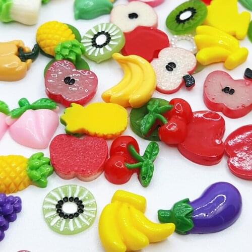 40Pcs/pack random Mixed Lifelike Resin Vegetable Charms radish chili Flat back Slime DIY Pendant Keychain Accessory Craft