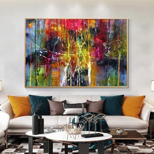 Abstract Oil Painting on Canvas Colorful Wall Art Pictures for Living Room Bedroom Modern Posters and Prints Home Decoration