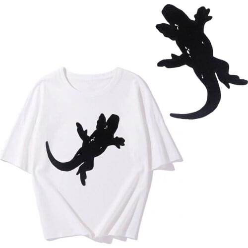 Big Black Lizard Embroidery Patches Iron on Applique for Clothes Blouse Decorated Iron on Badge