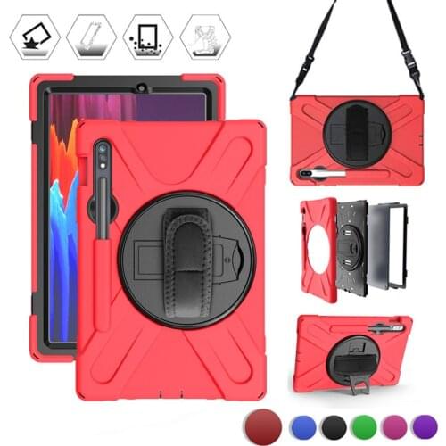 Tab s7 case 11 inch Heavy Duty Rugged Shockproof Case Rotating Kickstand/Hand+Neck Strap for Samsung tab s7 SM-T870/T875/T876 11