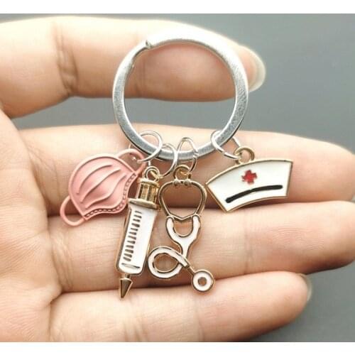 Doctor Medical Tool New Design Keychain Stethoscope Syringe Mask Key Ring Nurse Medical Student Gift Keychain Souvenir