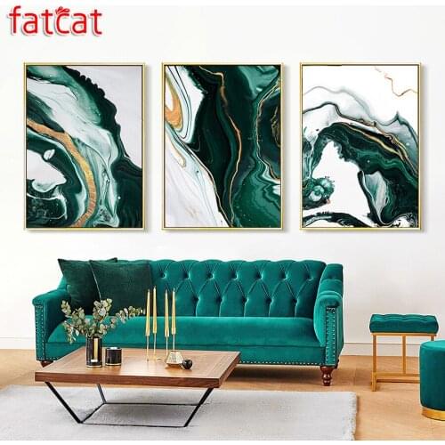 FATCAT Green abstract line landscape 5D DIY Diamond Painting Full Diamond Embroidery Cross Stitch kit Mosaic needlework AE2756