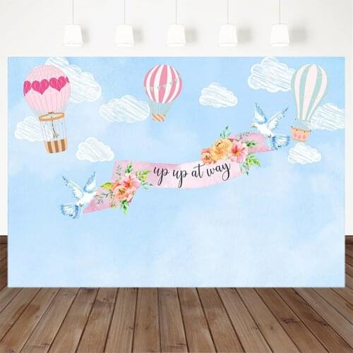 Newborn Hot Air Balloon Photography Background Cloud White Dove Child Birthday Backdrop Party Decoration Banner For Photo Studio