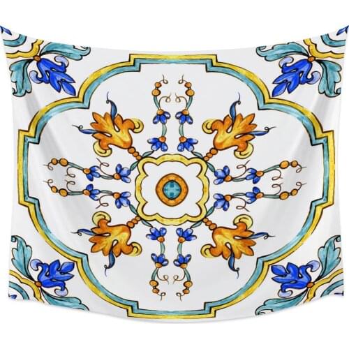 Italy Flowers Border Watercolor Wall Tapestry Cover Beach Towel Picnic Yoga Mat Home Decoration