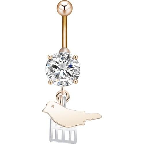 Lovely Bird Shape Dangling Navel Belly Rings Piercing Body Jewelry