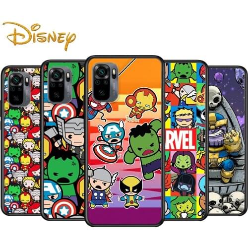 Marvel cartoon cute for Xiaomi Redmi Note 10 10S 9 9T 9S 9Pro Max 8T 8Pro 8 7 6 5 Pro 5A 4X 4 Soft Black Phone Case