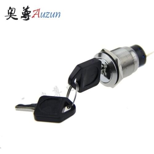 19 mm key switch metal knob switch 2 files with the key stainless steel waterproof rust 1 on 1 off