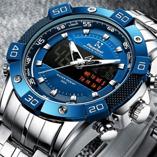 Men Watches Top Luxury Brand Full Steel Chronograph Sport Quartz Watch Men Fashion Digital Led Clock Relogio Masculino