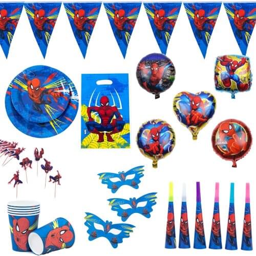 Spiderman Theme Birthday Party Decorations Kids Favor Party Supplies Paper Cup Plate Tablecloth Balloon Boys Baby Shower
