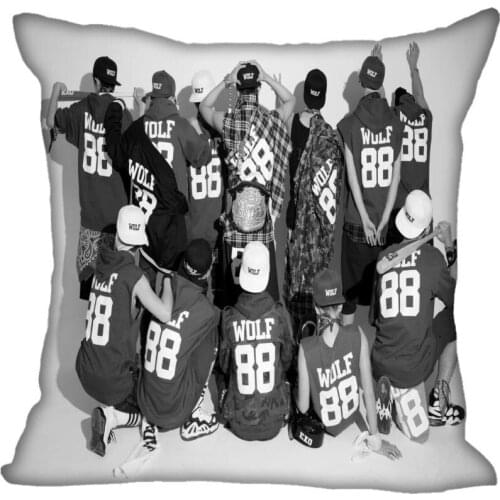 New Custom Kpop EXO Pillowcases Printed Square Silk Pillowcase Home Decorative zipper Satin Pillowcases (One Side)