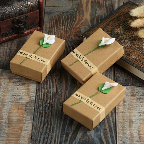 10Pcs High Quality Brown Kraft Paper Favour Gift Box 8.7*5.5*2.8cm Vintage Design Bulk Jewelry Set Earrings Pendant Necklace Box