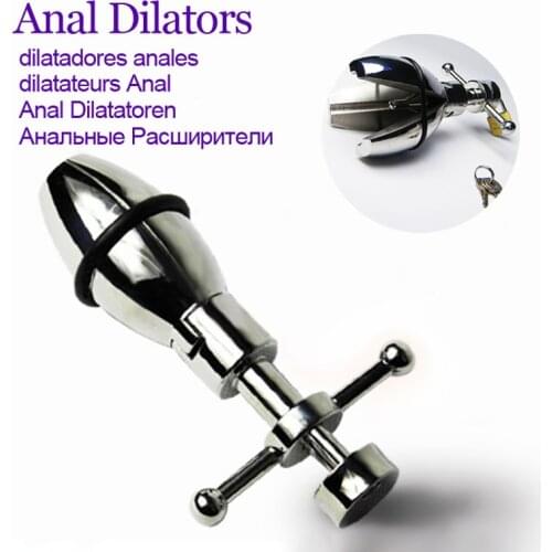 Hot Sale Stainless Steel Fetish Stretching Anal Dilators Ass Expanding Device Anal Sex Toys With Lock Unisex Sex Products
